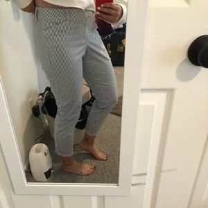 Pinstripe blue and white old navy pants